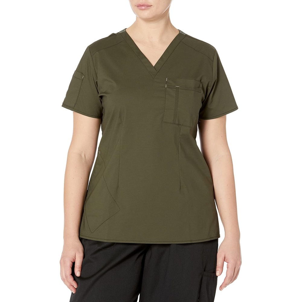 image:imageWink WonderFLEX Womens VNeck Tuckin Scrub TopForest Green