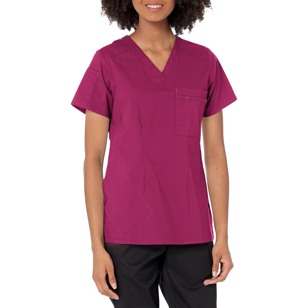 image:imageWink WonderFLEX Womens VNeck Tuckin Scrub TopWine