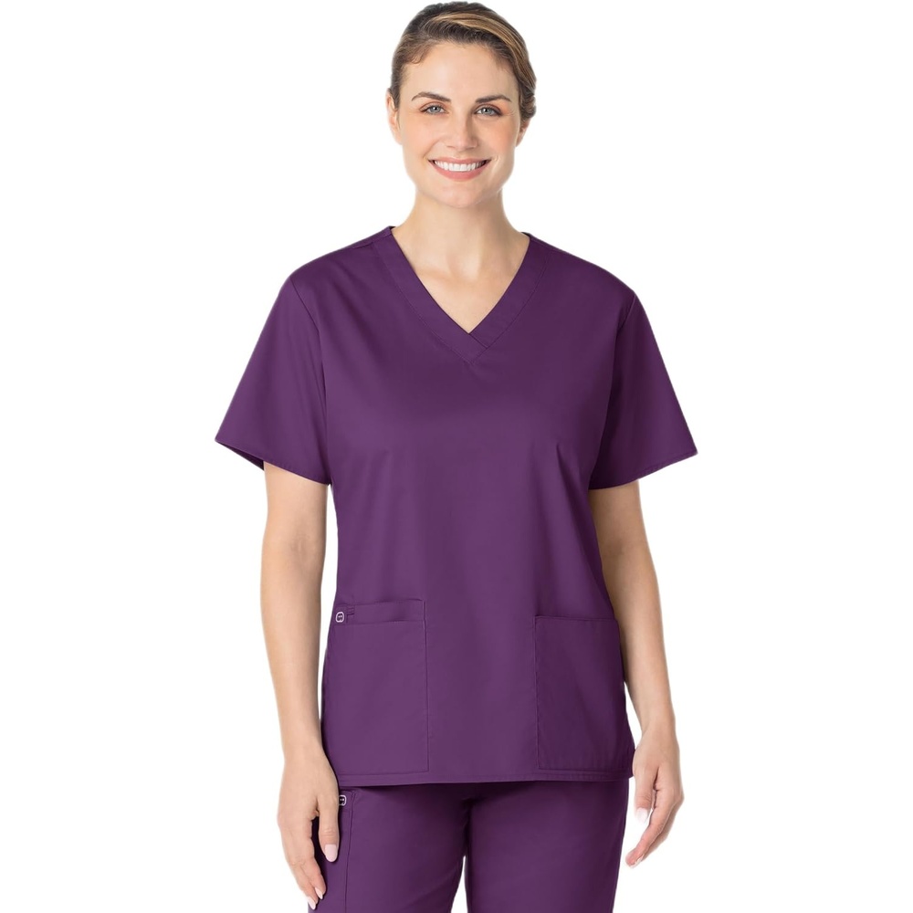 image:imageWink WonderWORK Scrubs for Women VNeck Scrub Tops  Eggplant L