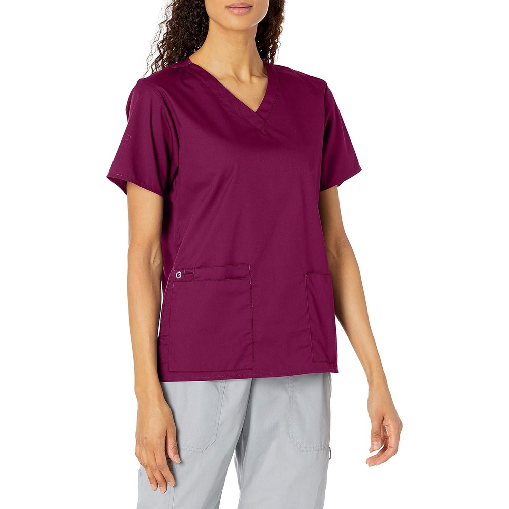 image:imageWink WonderWORK Womens VNeck Scrub Top Wine S