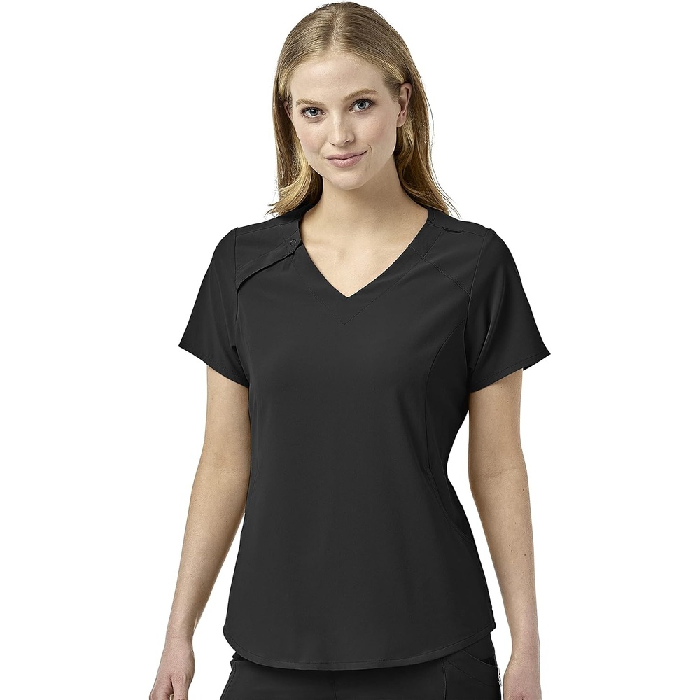image:imageWonderWink Mens Renew Womens Zip Accent Scrub TopBlack