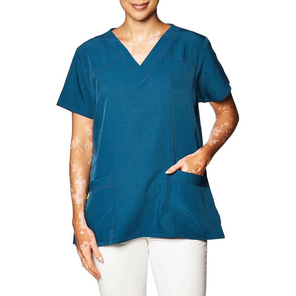 image:imageWonderWink Womens Four Way Stretch Sporty VNeck Top Caribbean XLarge