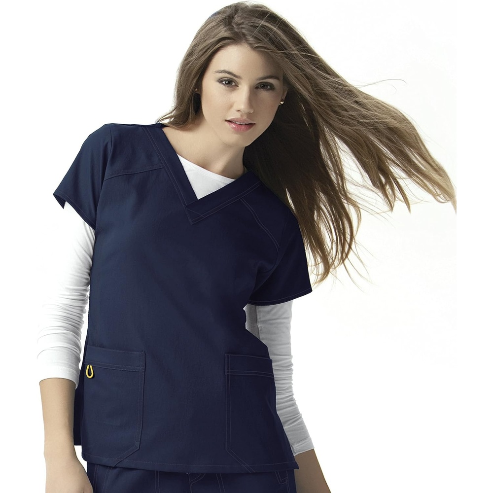 image:imageWonderWink Womens Scrubs Four Way Stretch Sporty VNeck Top Navy 3XLarge