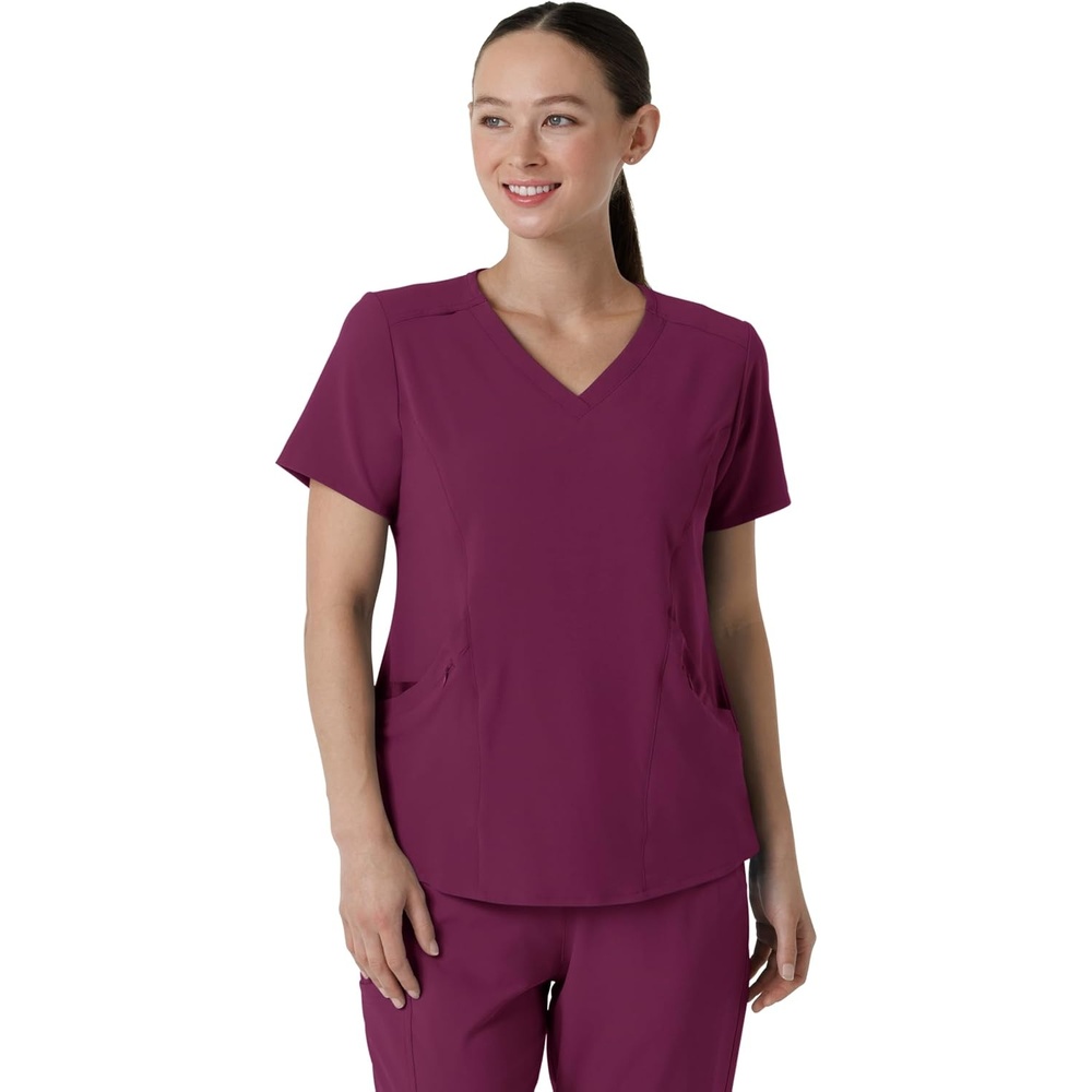 image:imageWonderWink Womens VNeck Top Medical Scrubs Wine Small US