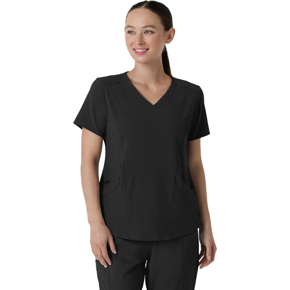 image:imageWonderWink womens Renew Womens Vneck Top Medical Scrubs Black Small US