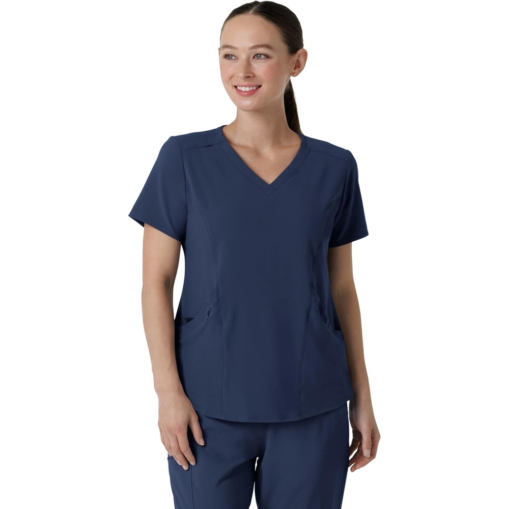image:imageWonderWink womens Renew Womens Vneck Top Medical Scrubs Navy Small US