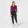 WINK Layers Scrubs for Women, Long Sleeve Silky Tee(Wine)