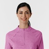 WINK Layers Women’s Watch Window Quarter Zip Scrub Top(Raspberry Heather)
