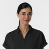 WINK Renew Women’s Flex-n-Reach Collared Scrub Top(Black)