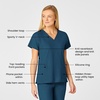 WINK Scrubs for Women, W123, Stylized V-Neck Tops with 5 Pockets(Caribbean)