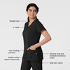 WINK W123 Women’s Basic V-Neck Scrub Top(Black)