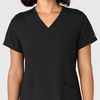 WINK Women’s Women’s Flex-n-reach Side Panel V-neck Scrub Top(Black)