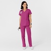 WINK Women’s Women’s Flex-n-reach Side Panel V-neck Scrub Top(Raspberry)