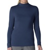 Wink Layers Women’s Long Sleeve Mock Neck Silky Tee(Navy)