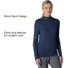 Wink Layers Women’s Long Sleeve Mock Neck Silky Tee(Navy)