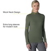 Wink Layers Women’s Long Sleeve Mock Neck Silky Tee(Olive)