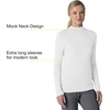Wink Layers Women’s Long Sleeve Mock Neck Silky Tee(White)