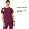 Wink Renew Women’s Mandarin Collar Tuck-in Scrub Top(Wine)