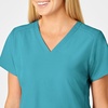 Wink W123 Women’s Flex Back Stylized V-Neck Scrub Top, Teal Blue, 5X