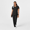 Wink W123 Women’s Y-Neck Wrap Scrub Top(Black)