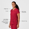 Wink W123 Women’s Y-Neck Wrap Scrub Top(Red)