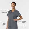 Wink Work Women’s Curved V-Neck Scrub Top(Pewter)