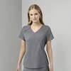 WonderWink Mens Renew Women’s Zip Accent Scrub Top(Grey Heather)