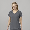 WonderWink Mens Renew Women’s Zip Accent Scrub Top(Pewter)