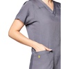 WonderWink Women’s Scrubs Four Way Stretch Sporty V-Neck Top, Pewter, Medium