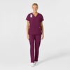 WonderWink womens Women’s Stylized V-neck Top Medical Scrubs Shirt, Wine, X-Large US