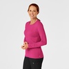 WonderWink womens Wonderwink Silky Long Sleeve Tee medical scrubs shirts, Hot Pink, Large US