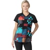 WINK Womens Women’s Yoga V-Neck Print Scrub Top(Fireside Check)