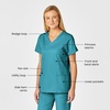 WonderWink WonderWORK Women’s Shaped V-Neck Scrub Top — Teal Blue, Large