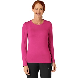 WINK Layers Scrubs for Women, Long Sleeve Silky Tee(Hot Pink)