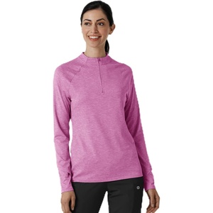 WINK Layers Women’s Watch Window Quarter Zip Scrub Top(Raspberry Heather)