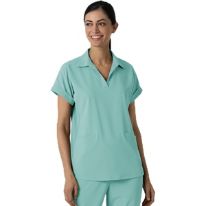WINK Renew Women’s Flex-n-Reach Collared Scrub Top(Turquoise)