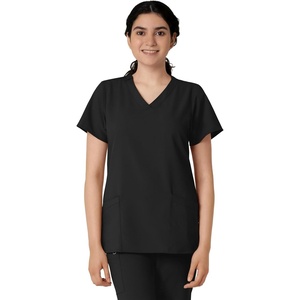 WINK W123 Women’s Basic V-Neck Scrub Top(Black)