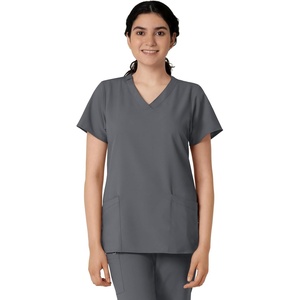 WINK W123 Women’s Basic V-Neck Scrub Top(Pewter)