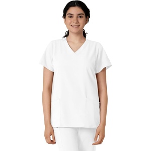 WINK W123 Women’s Basic V-Neck Scrub Top(White)