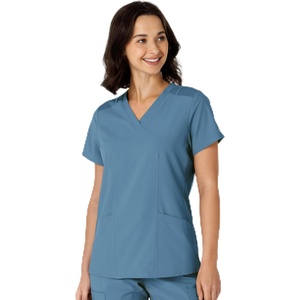WINK Women’s Women’s Flex-n-reach Side Panel V-neck Scrub Top(Pacific Blue)