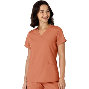 WINK Women’s Women’s Flex-n-reach Side Panel V-neck Scrub Top(Terracotta)