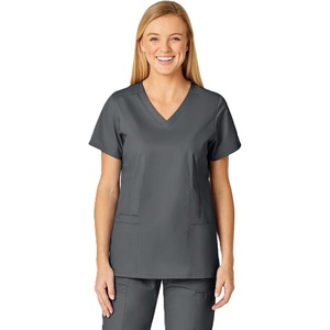 WINK WonderWORK Women’s Shaped V-Neck Scrub Top(Pewter)