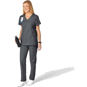WINK WonderWORK Women’s V-Neck Scrub Top(Pewter)