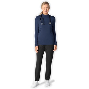 Wink Layers Women’s Long Sleeve Mock Neck Silky Tee(Navy)