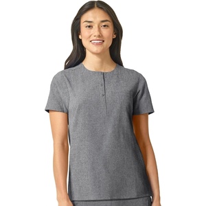 Wink Renew Women’s Mandarin Collar Tuck-in Scrub Top(Grey Heather)