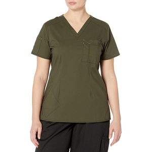 Wink WonderFLEX Women’s V-Neck Tuck-in Scrub Top(Forest Green)