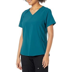 WonderWink Mens Renew Women’s Zip Accent Scrub Top(Caribbean)