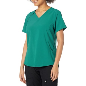 WonderWink Mens Renew Women’s Zip Accent Scrub Top(Hunter)