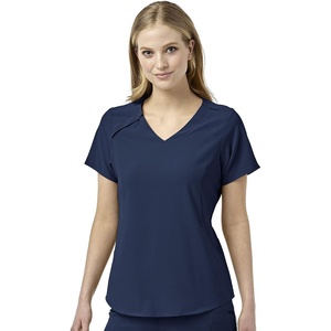 WonderWink Mens Renew Women’s Zip Accent Scrub Top(Navy)
