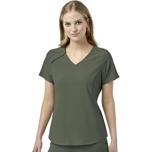 WonderWink Mens Renew Women’s Zip Accent Scrub Top(Olive)